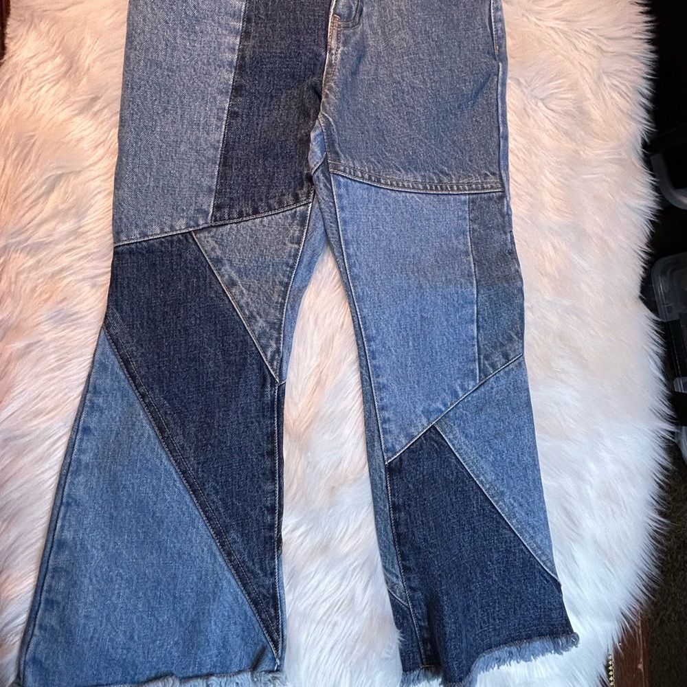 Gap Girls Patchwork Bell Bottom Jean Size 6 NWT